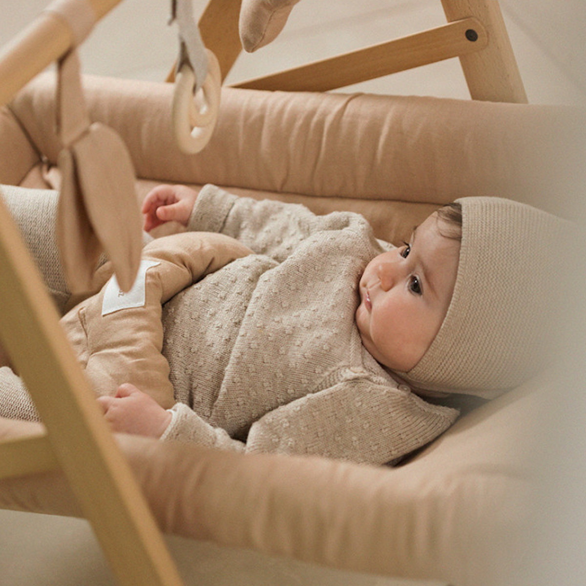 Growing Green Lin Français Baby Bouncer Cover Sand Nobodinoz