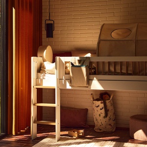 Halbhochbett 90x200cm NOR Flexa oak Legs + Crossbars Oak Str.Ladder