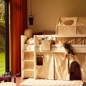 Halbhochbett 90x200cm NOR Flexa oak Legs + Crossbars Oak Str.Ladder