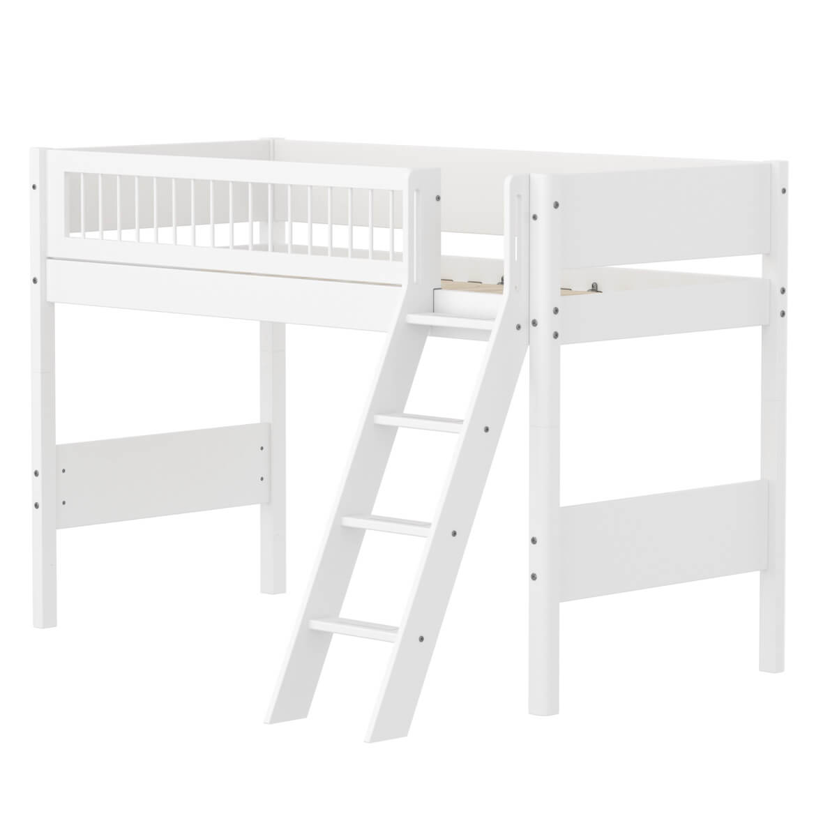 Halbhochbett 90x200cm WHITE Flexa F.Wht.Sl.Ladder Crossbars