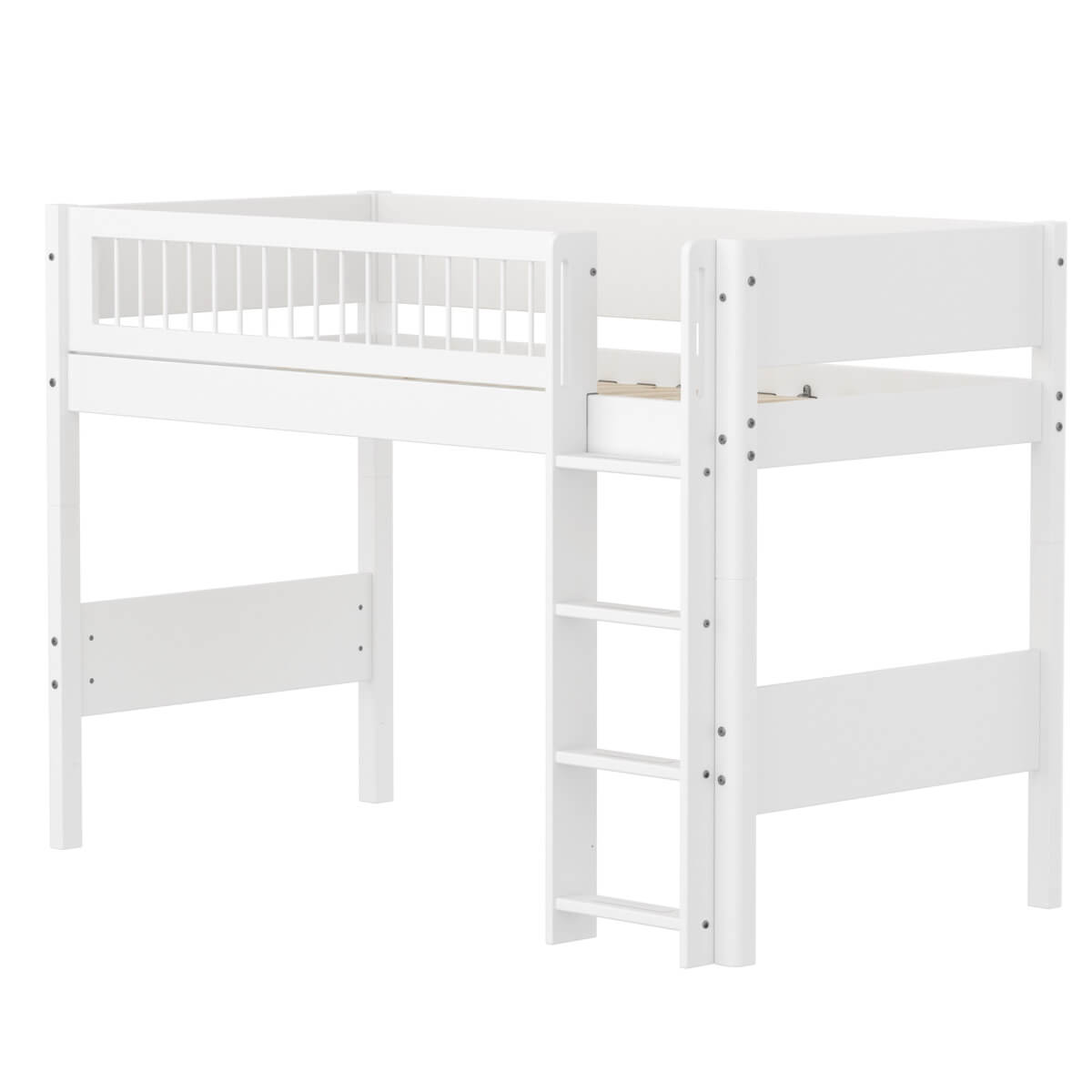 Halbhochbett 90x200cm WHITE Flexa F.Wht.Str.Ladder Crossbars
