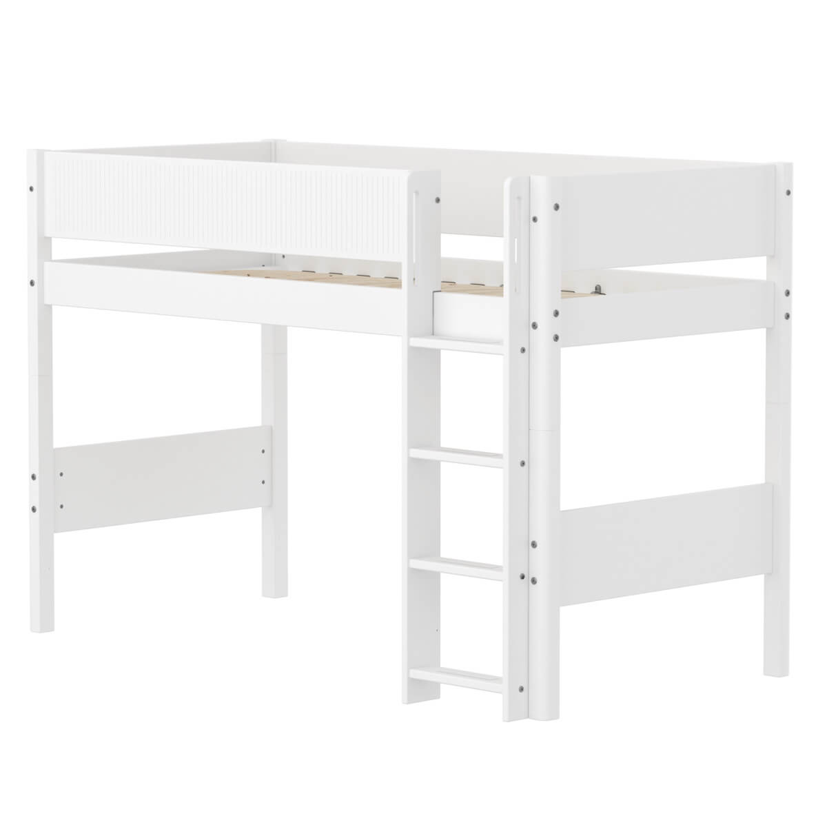 Halbhochbett 90x200cm WHITE Flexa F.Wht.Str.Ladder Grooves