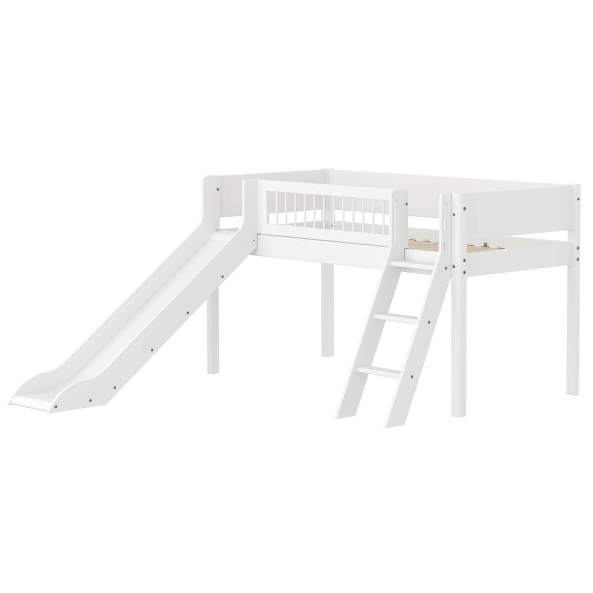 Halbhochbett 90x200cm WHITE Flexa Ladder Crossbars F.Wht.