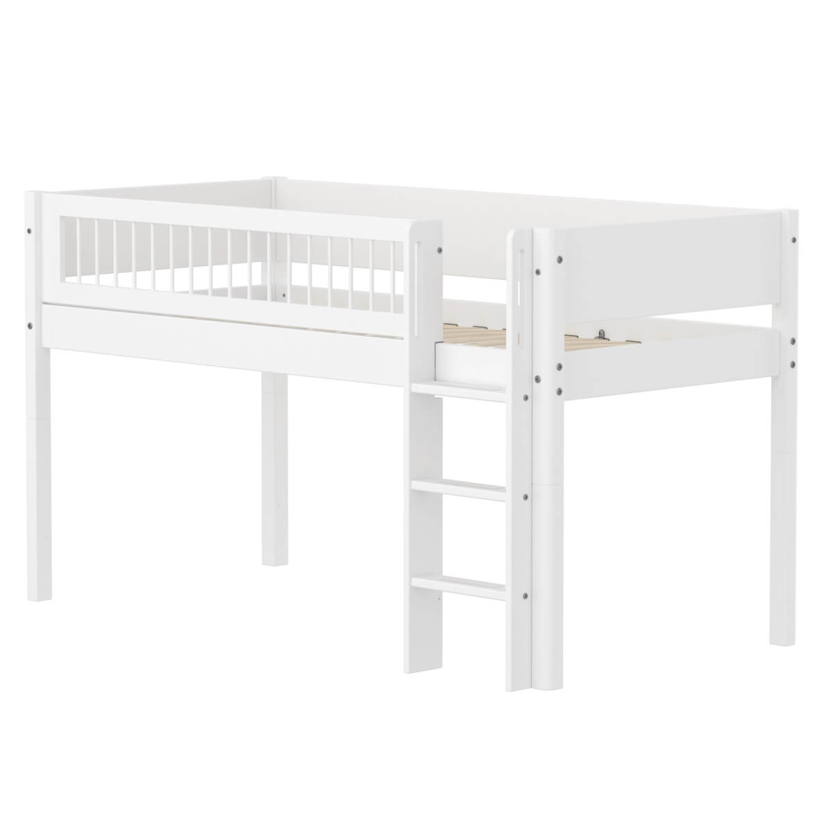 Halbhochbett 90x200cm WHITE Flexa Str.Ladder Crossbars F.Wht.