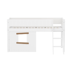 Halbhochbett 90x200cm WHITE Grooves Sl. ladder & Tree hut Oak window