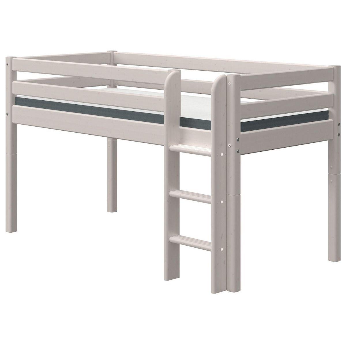 Halbhohes Bett 90x200cm gerade Leiter CLASSIC Flexa grey washed