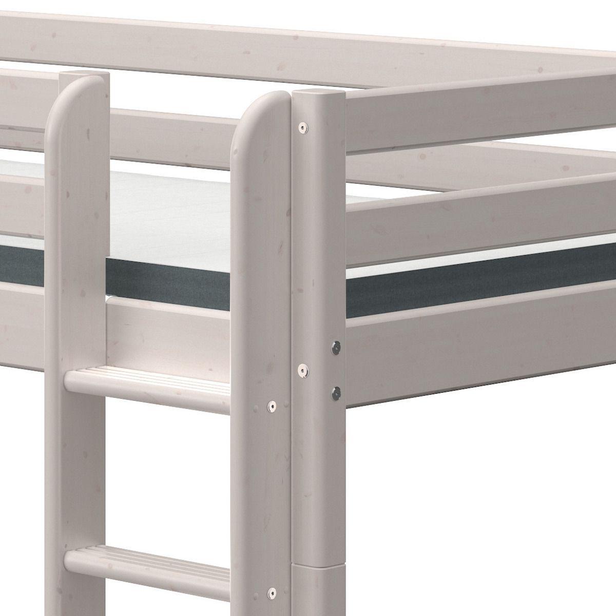 Halbhohes Bett 90x200cm gerade Leiter CLASSIC Flexa grey washed