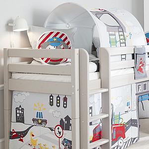 Halbhohes Bett 90x200cm gerade Leiter CLASSIC Flexa grey washed