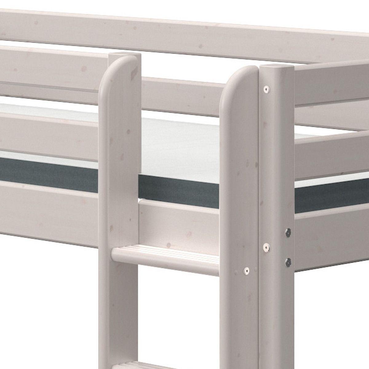 Halbhohes Bett 90x200cm gerade Leiter Rutsche CLASSIC Flexa grey washed