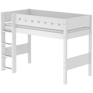 Halbhohes Bett 90x200cm gerade Leiter WHITE Flexa weiß-weiß
