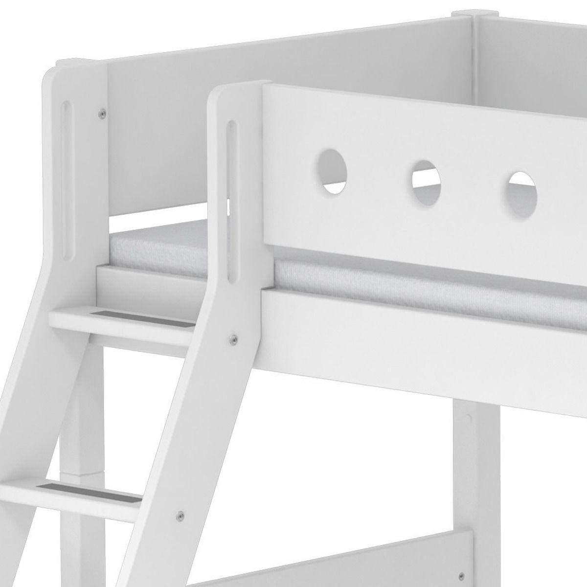 Halbhohes Bett 90x200cm + Schrägleiter WHITE Flexa weiß-weiß