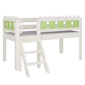 Halbhohes Bett Burg Treppe DELUXE de Breuyn geweißt-grün