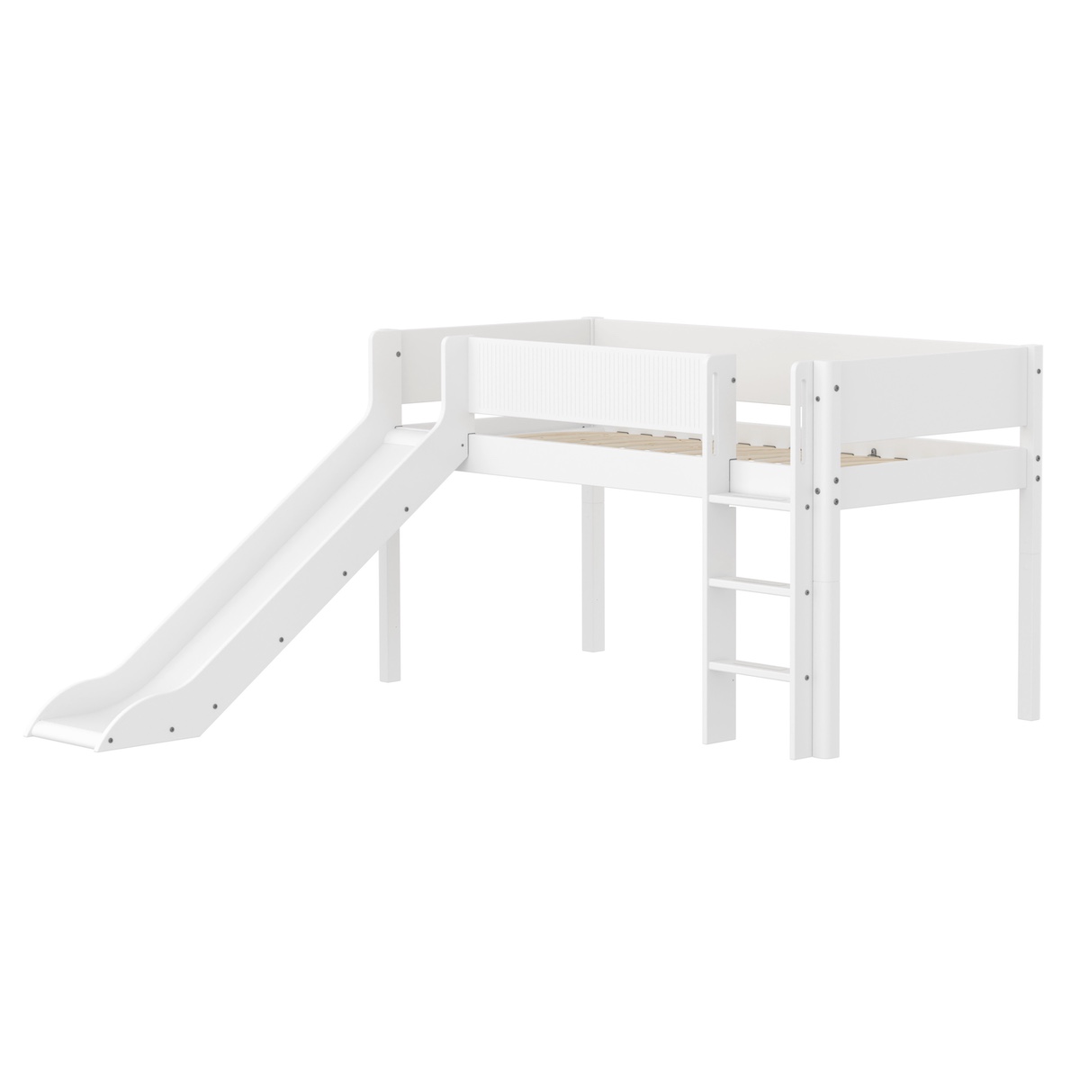 Halbhohes Bett mit Rutsche 90x200cm FLEXA White