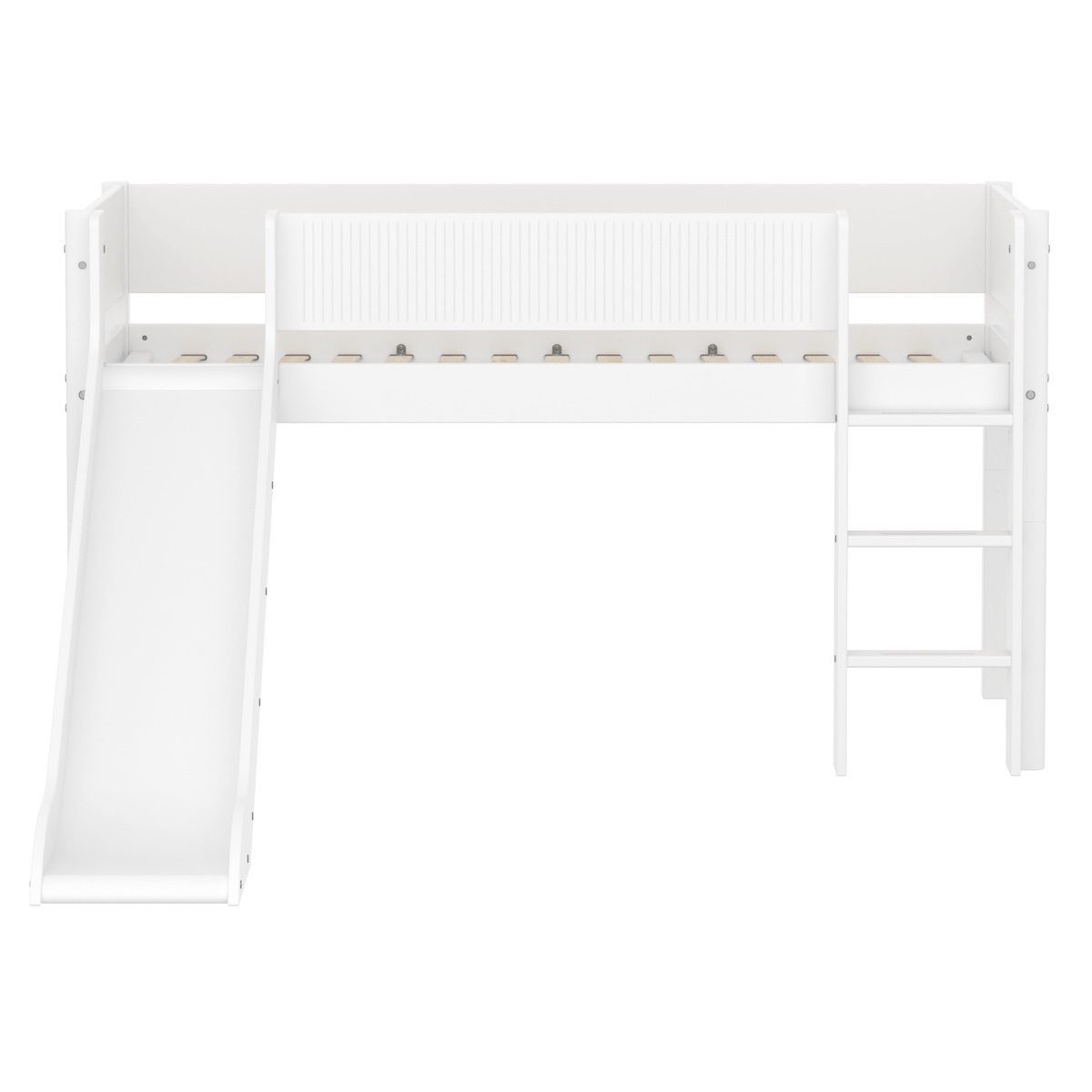 Halbhohes Bett mit Rutsche 90x200cm FLEXA White