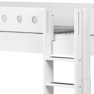 Halbhohes Bett mitwachsend 90x200cm mit gerader Leiter-Rutsche WHITE Flexa weiß-weiß