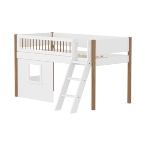 Halbhohes Bett NOR mit Hausfronten, Schrägleiter + Absturzsicherung FLEXAFlexa