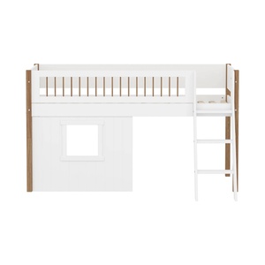 Halbhohes Bett NOR mit Hausfronten, Schrägleiter + Absturzsicherung FLEXAFlexa