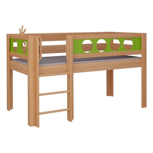 Halbhohes Bett Pirat Leiterstiege DELUXE de Breuyn natürlich-grün