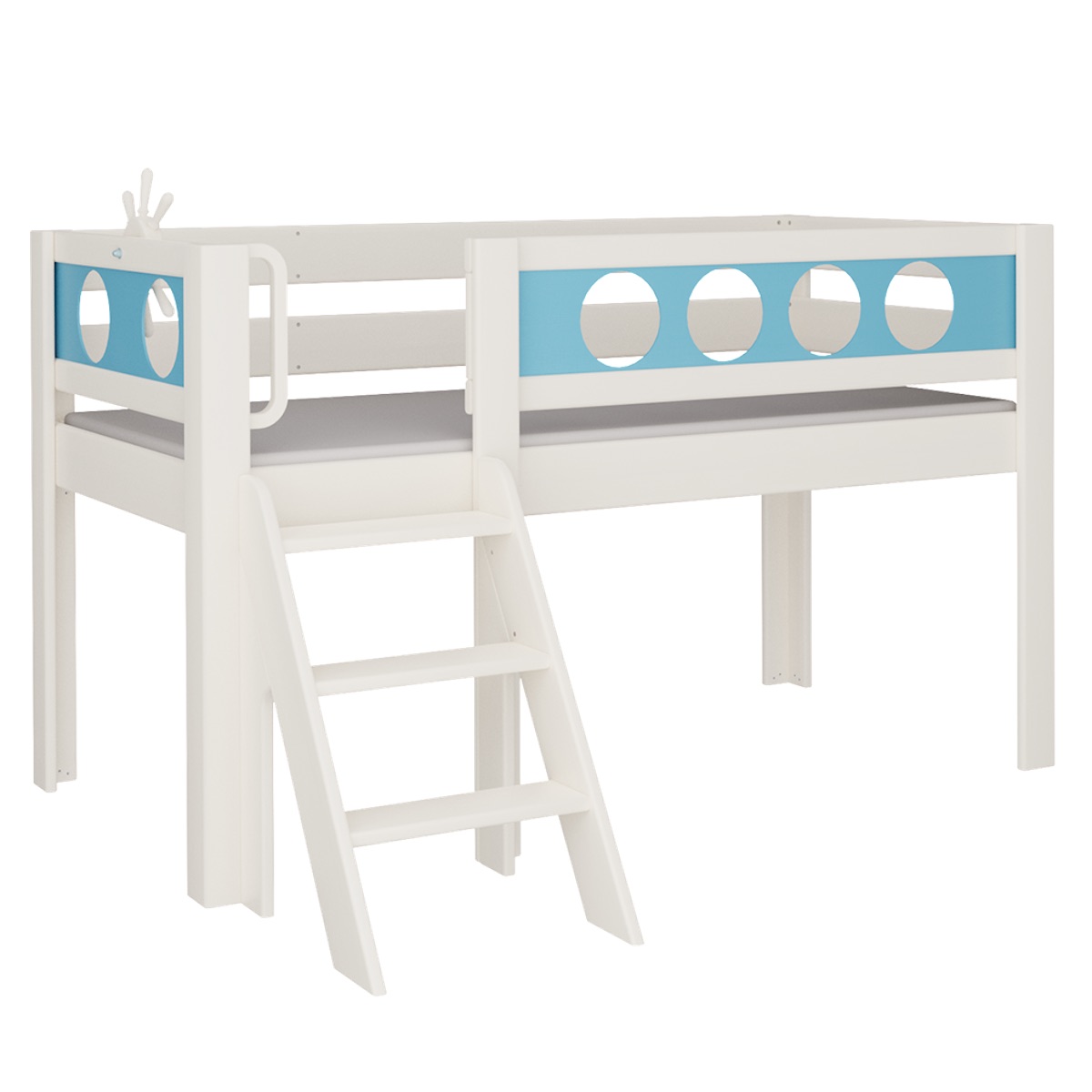 Halbhohes Bett Pirat Treppe DELUXE de Breuyn geweißt-blau