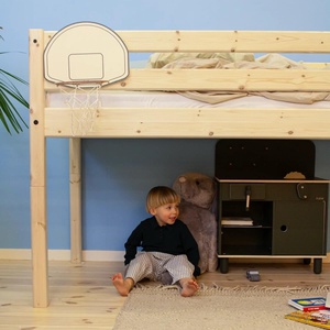 Halbhohes spielbett 200x90cm gerade Leiter CLASSIC Flexa natural