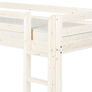 Halbhohes Spielbett mit Rutsche + gerader Leiter 90x200cm CLASSIC Flexa whitewash