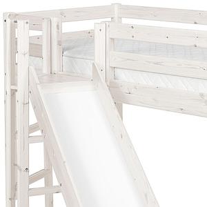 Halbhohes Spielbett mit Rutsche und Plattform 90x200cm CLASSIC Flexa whitewash