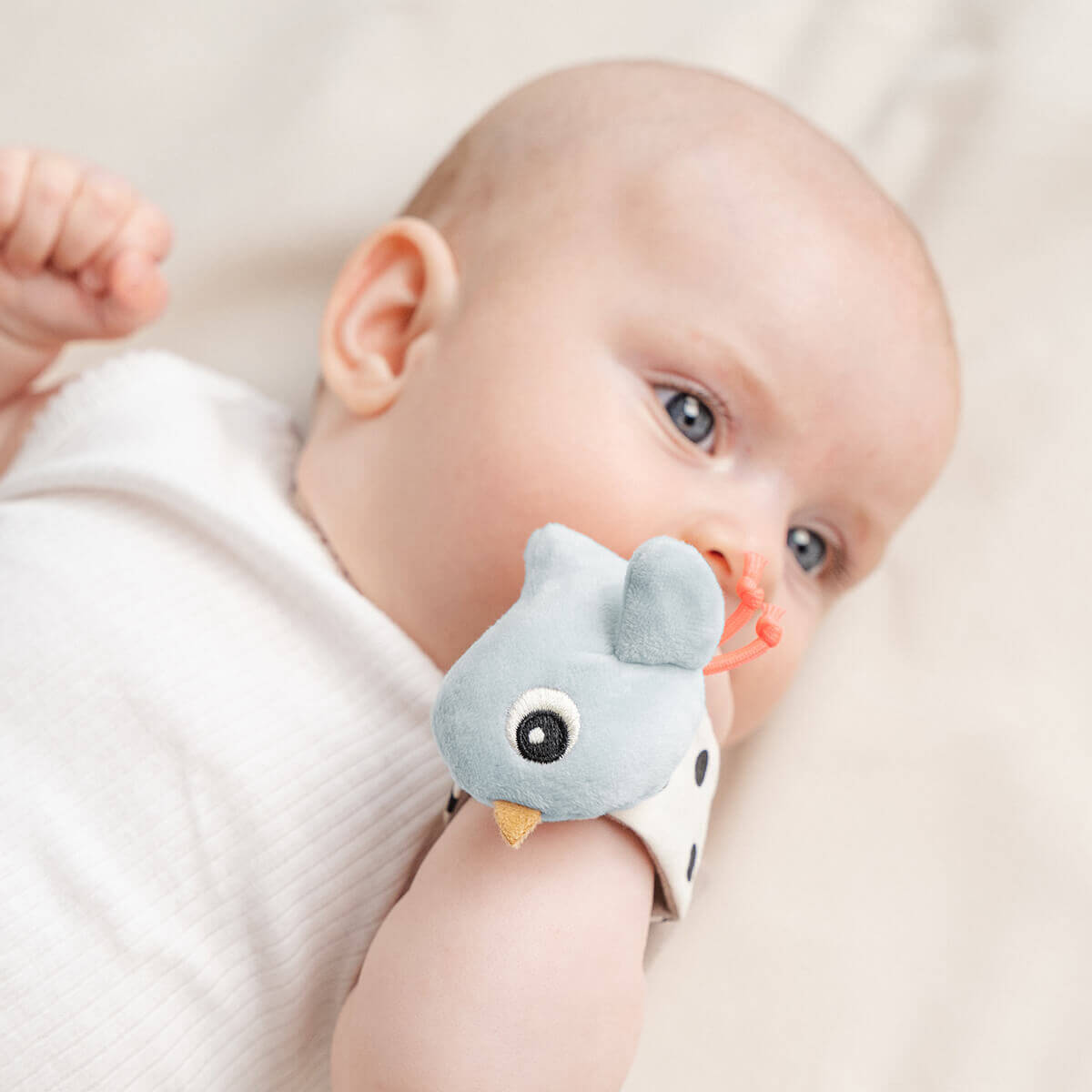 Handgelenk-Rassel-Set 2er-Pack Glückliche Wolken Blau Done by Deer