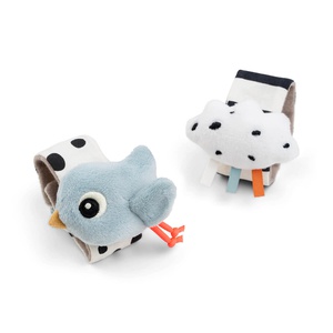 Handgelenk-Rassel-Set 2er-Pack Glückliche Wolken Blau Done by Deer