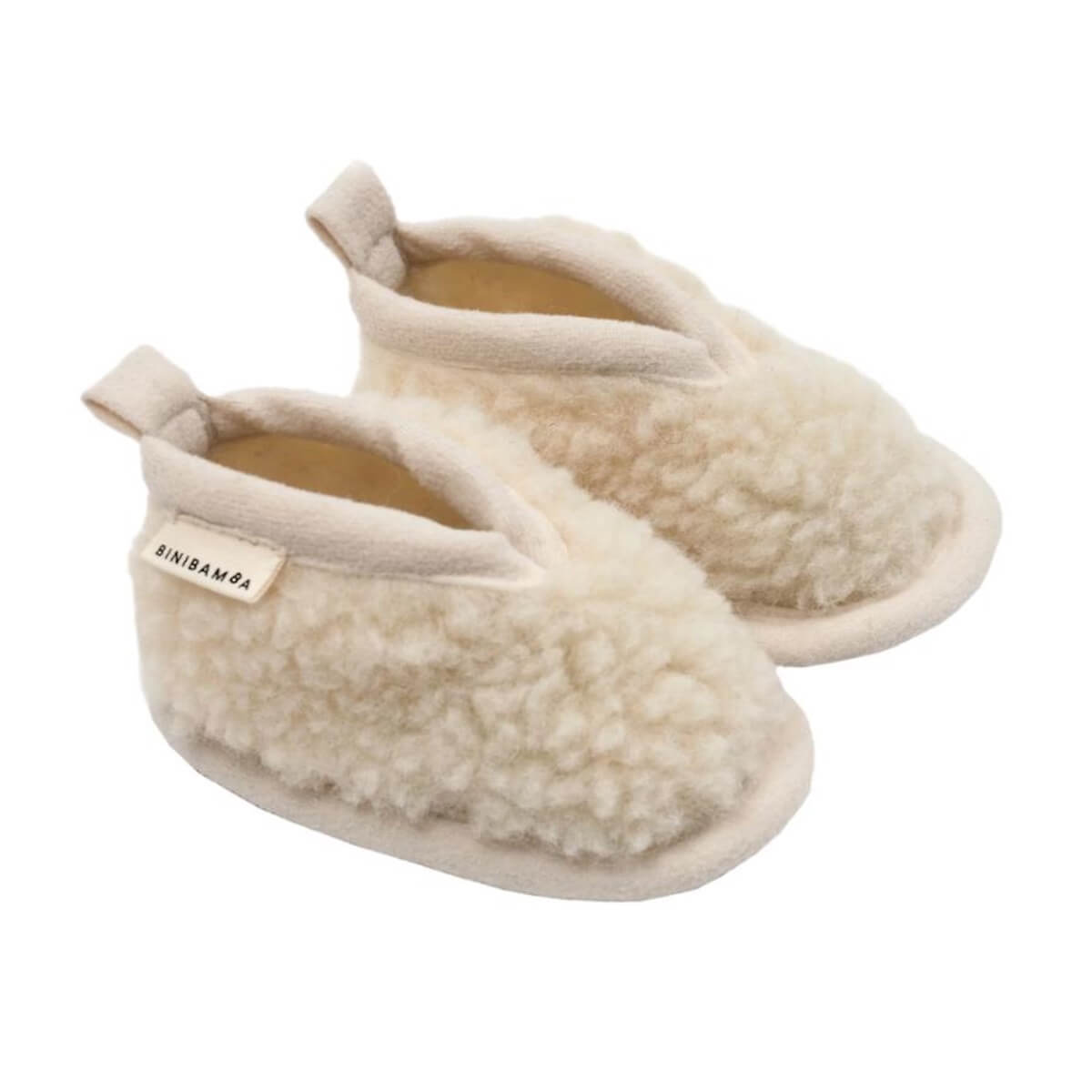 Hausschuhe aus Merinowolle 3-6M Binibamba milk