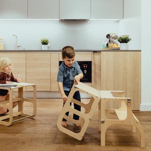 Helferturm-Tisch STEP'n'SIT Ette Tete wooden silver