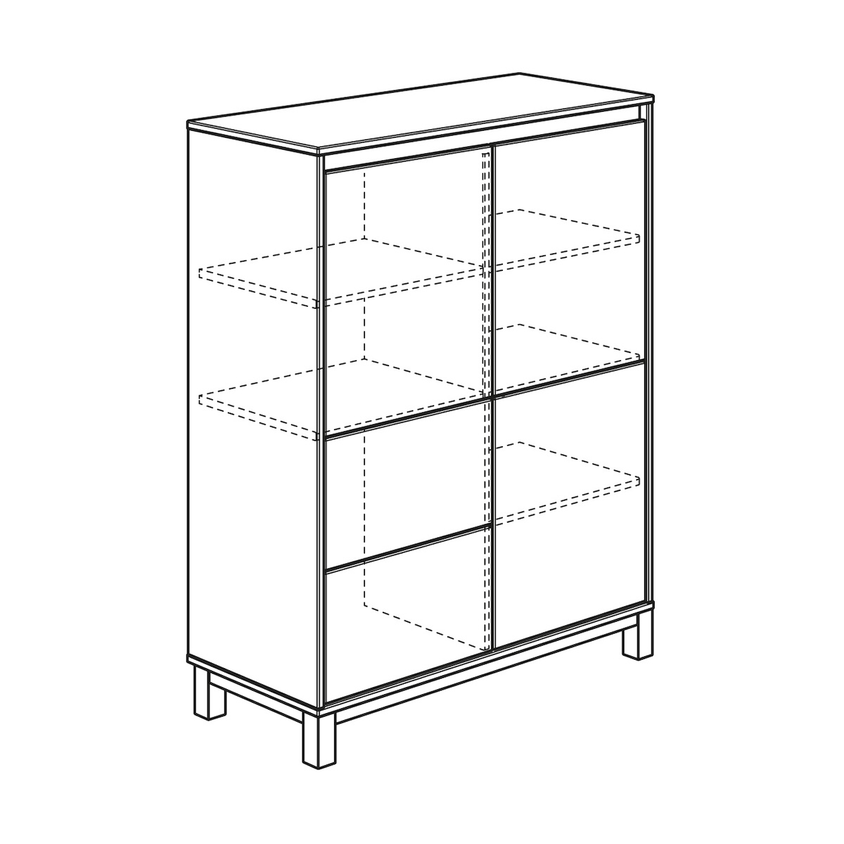 Highboard 2 Türen 2 Schubladen OLLI Paidi blau matt