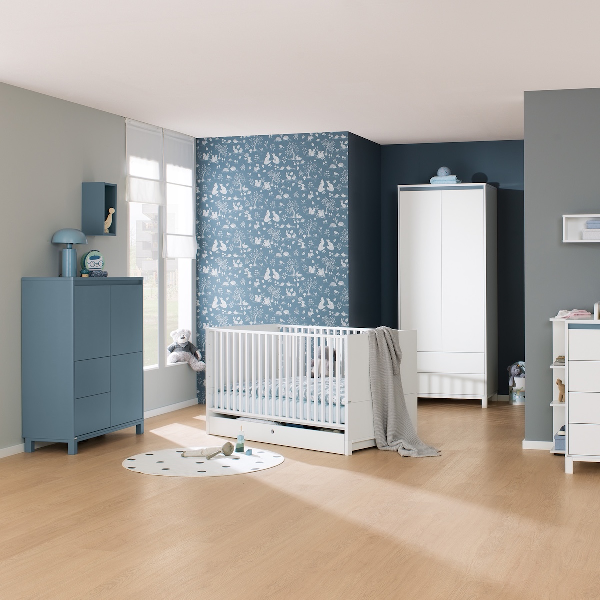 Highboard 2 Türen 2 Schubladen OLLI Paidi blau matt