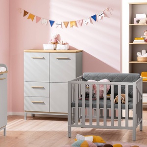 Highboard 2T2S 2 Ports, 2 Schubladen, 4 Etagenen BENNE Paidi Eiche Montana Schiefergrau