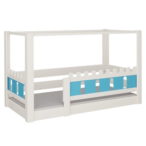 Himmelbett Burg DELUXE de Breuyn geweißt-blau