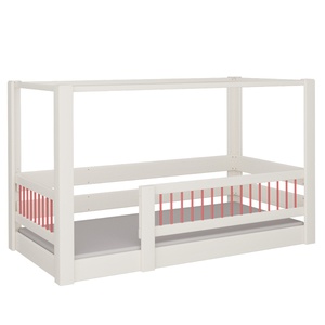 Himmelbett Kubu DELUXE de Breuyn geweißt-rot