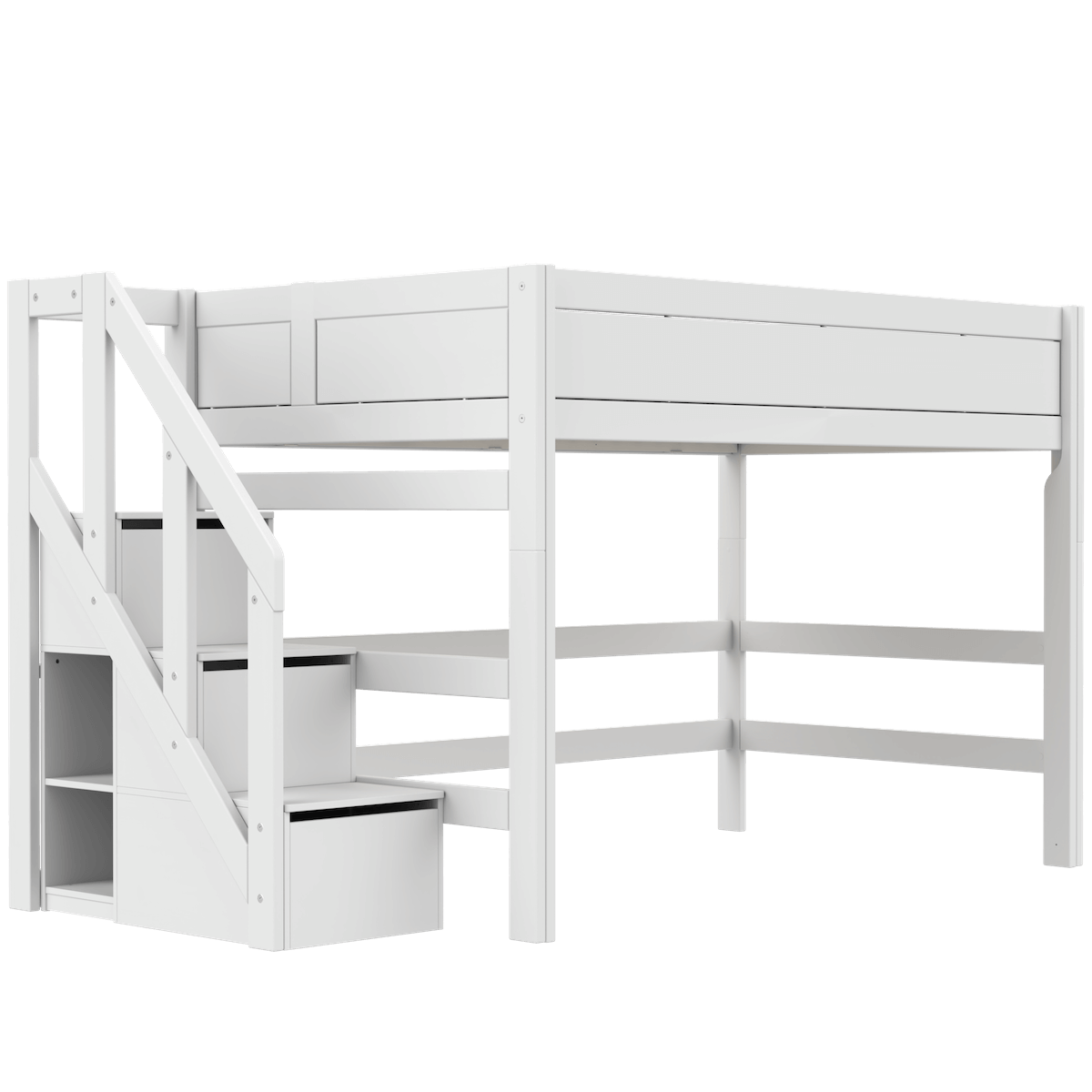 Hochbett 120x200x152cm Treppe DELUXE Lifetime white