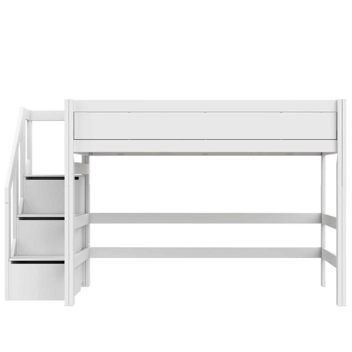 Hochbett 120x200x152cm Treppe PREMIUM Lifetime white