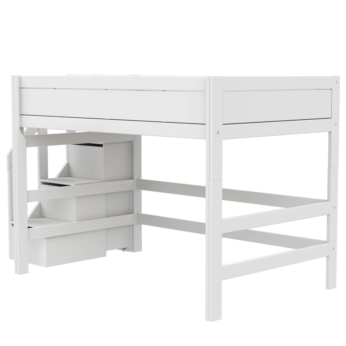 Hochbett 120x200x152cm Treppe PREMIUM Lifetime white