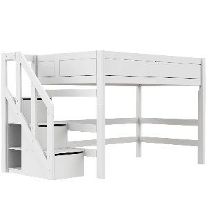 Hochbett 120x200x152cm Treppe PREMIUM Lifetime white