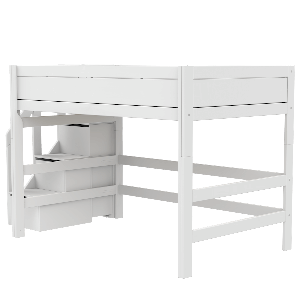Hochbett 120x200x152cm Treppe PREMIUM Lifetime white
