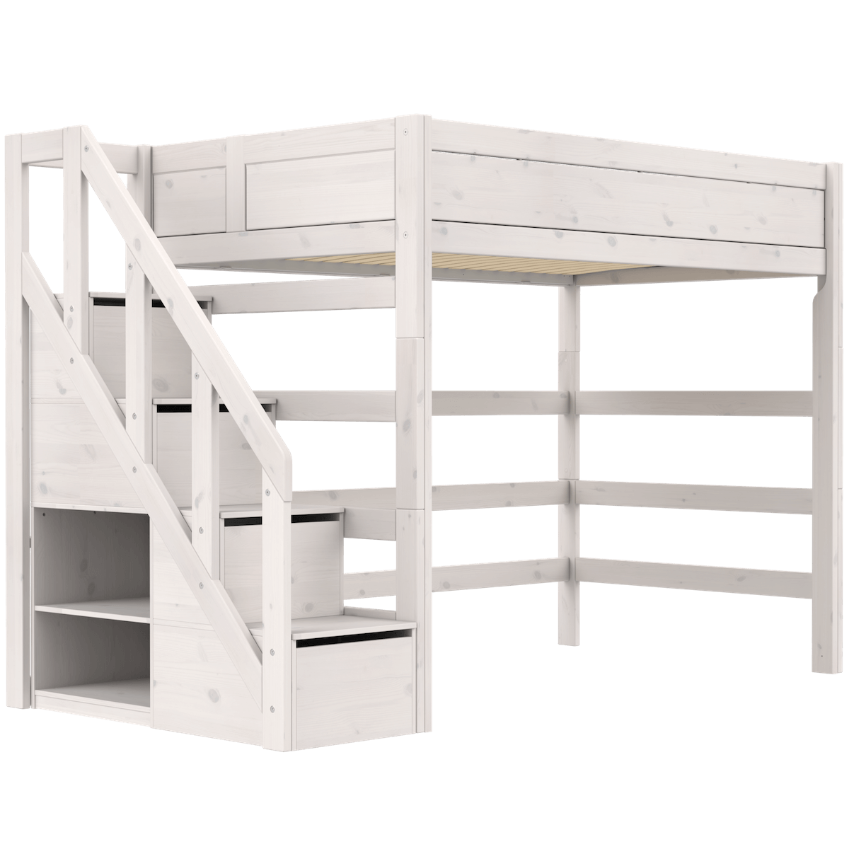 Hochbett 120x200x177cm Treppe PREMIUM Lifetime whitewash