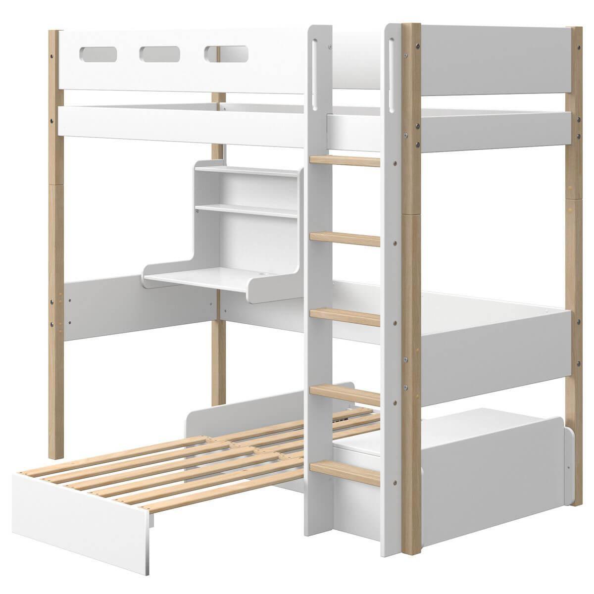 Hochbett 200x90cm casa Click-On Schreibtisch NOR Flexa Eiche-weiß