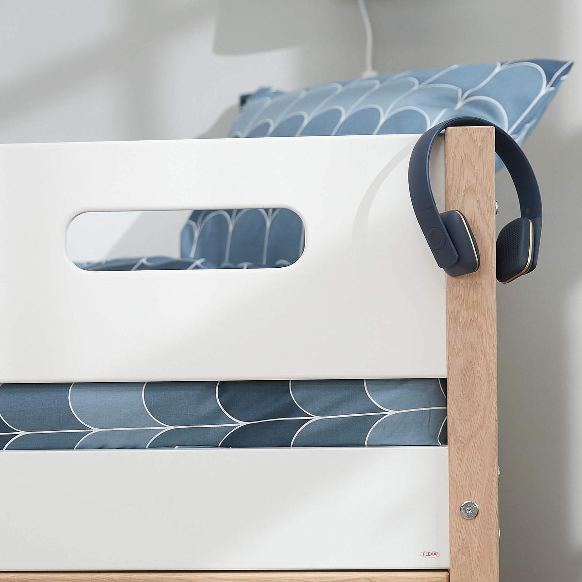 Hochbett 200x90cm geneigte Leiter NOR Flexa Eiche-weiß