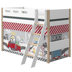 Hochbett 200x90cm geneigte Leiter NOR Flexa Eiche-weiß