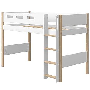 Hochbett 200x90cm gerade Leiter  NOR Flexa Eiche-weiß