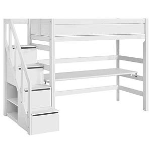   Hochbett 90x200cm Treppe Lifetime Weiß