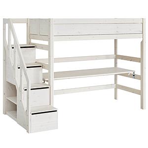 Hochbett 90x200cm Treppe Lifetime whitewash