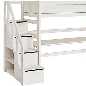 Hochbett 90x200cm Treppe Lifetime whitewash