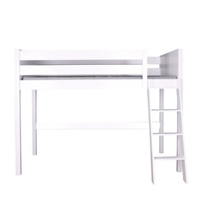 Hochbett 90x200x165cm Schrägleiter KASVA Buche massiv weiß-lackiert