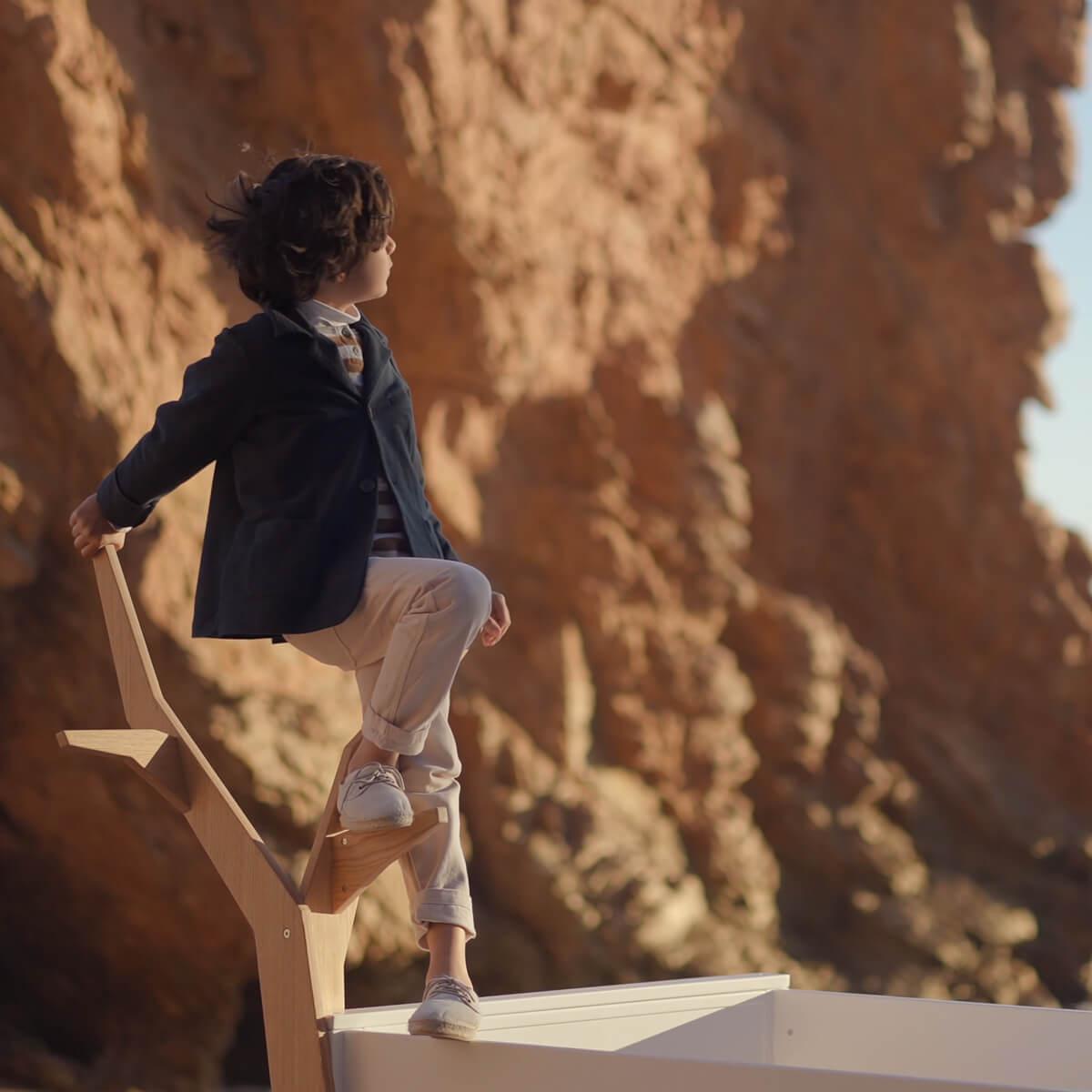 Hochbett-Baum halbhoch KASVA Buche massiv weiß-lackiert  Eiche furniert-geölt